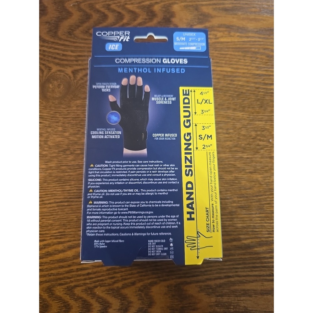 Copper Fit Unisex‎ Hand Relief Compression Gloves Size S/M - Picture 3 of 4